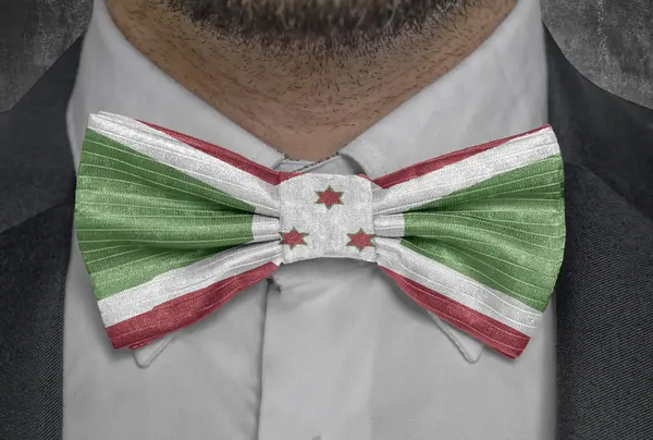 National Burundi Flag on bowtie business man suit