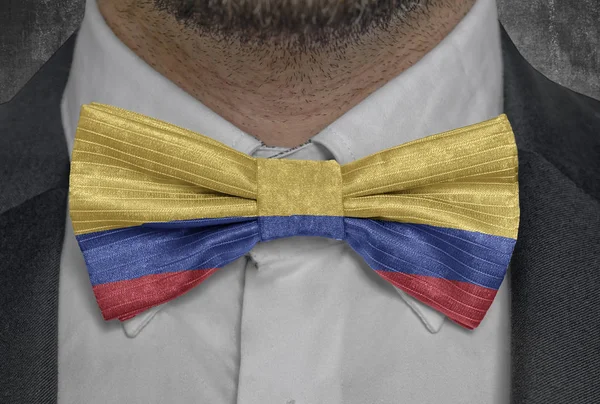 Nationalflagge Kolumbiens Nationales Land Auf Fliege Geschäftsmann Anzug — Stockfoto