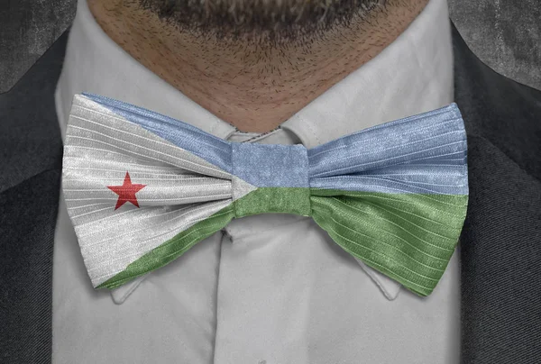 National flag of Djibouti on bowtie business man suit