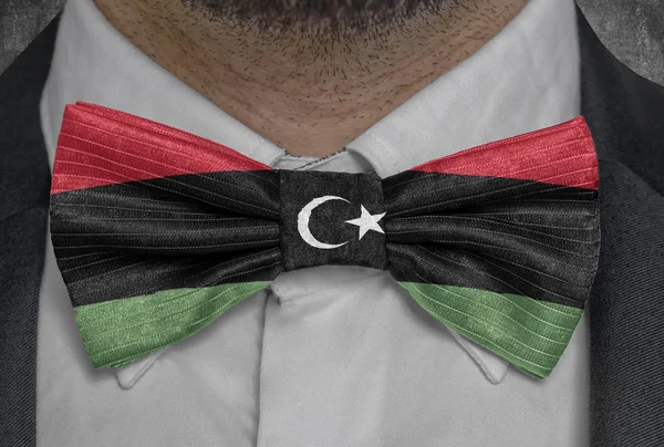 Flagga Libyen Bowtie Affärsman Passar — Stockfoto