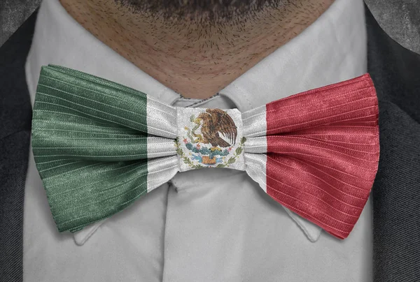 Bandera Nacional México Traje Hombre Negocios Bowtie —  Fotos de Stock
