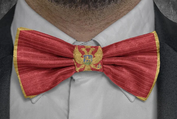Národní Vlajka Černé Hory Motýlek Obchodní Muž Oblek — Stock fotografie