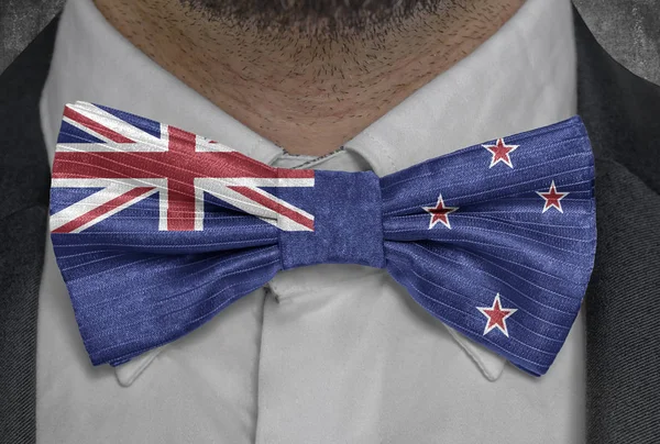 Bandera Nacional Nueva Zelanda Traje Hombre Negocios Bowtie —  Fotos de Stock