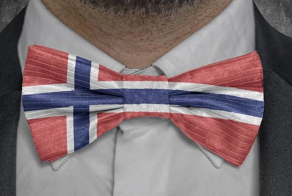 National flag of Norway on bowtie business man suit