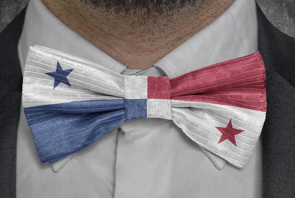 Drapelul Național Panama Costumul Afaceri Bowtie — Fotografie, imagine de stoc