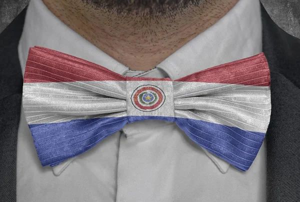National flag of Paraguay on bowtie business man suit
