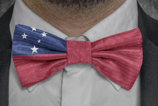 National flag of Samoa on bowtie business man suit