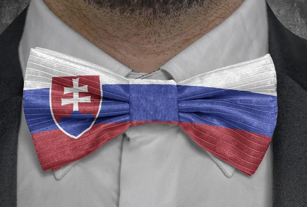 Slovakiens Nationella Flagga Bowtie Affärsman Passar — Stockfoto