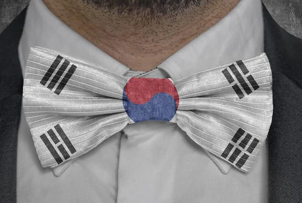 National flag of South Korea on bowtie business man suit