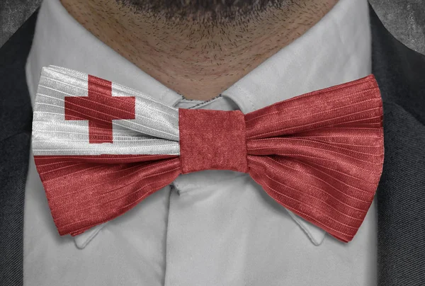 National flag of Tonga on bowtie business man suit