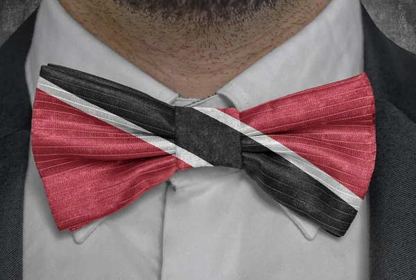 National flag of Trinidad and Tobago on bowtie business man suit