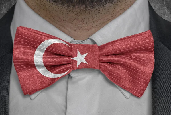 Nationalflagge Der Türkei Auf Fliege Geschäftsmann Anzug — Stockfoto