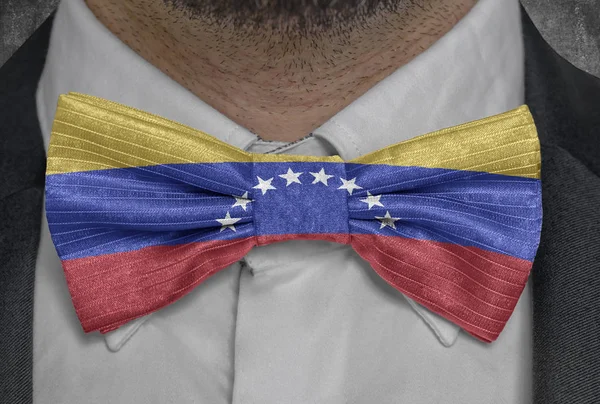 Bandeira Nacional Venezuela Bowtie Homem Negócios Terno — Fotografia de Stock