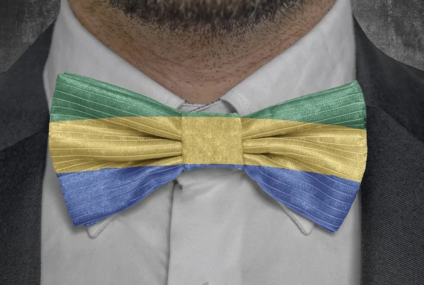 Natonal flag of Gabon on bowtie business man suit