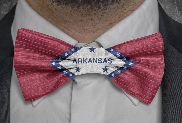 Bandera Del Estado Arkansas Traje Hombre Negocios Bowtie — Foto de Stock