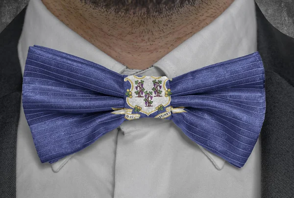 State Flag Connecticut Bowtie Business Man Suit — Stock Photo, Image