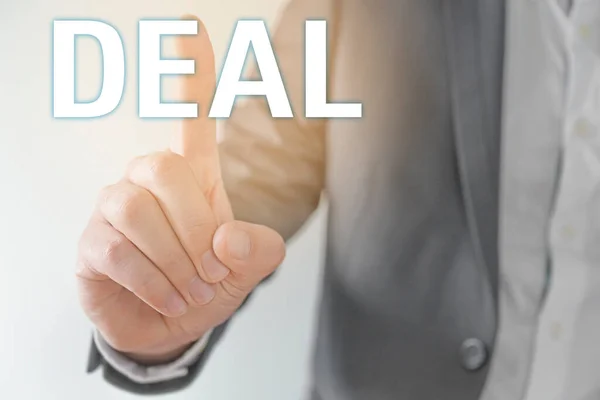 Businessman Concept Finger Pressing Pointing Wor Deal — Stock Photo, Image