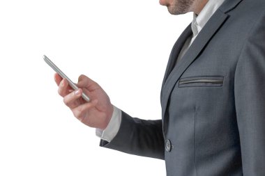 Modern cep telefonu kullanan iş adamlarının yakın çekimleri