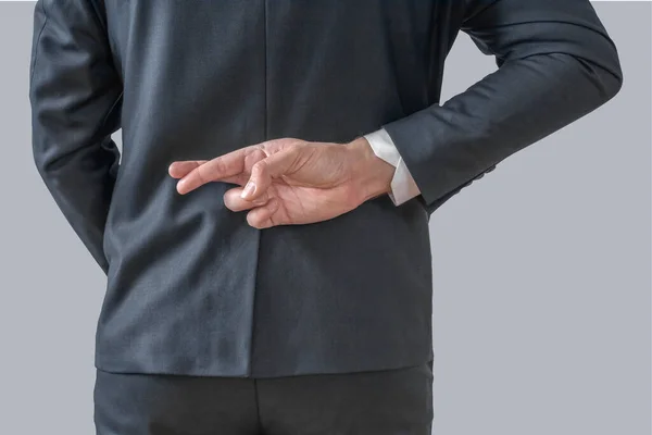 Businessman His Fingers Crossed His Back — Stock Photo, Image