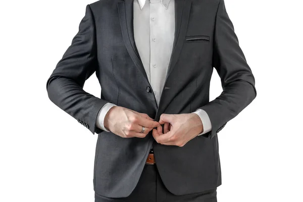 Elegant Stilig Man Kostym Knappen Upp Isolerade — Stockfoto