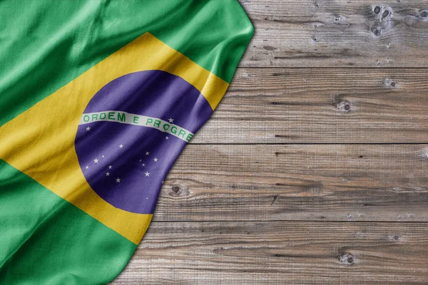 Wooden Pattern Old Nature Table Board Brasil Flag — 스톡 사진