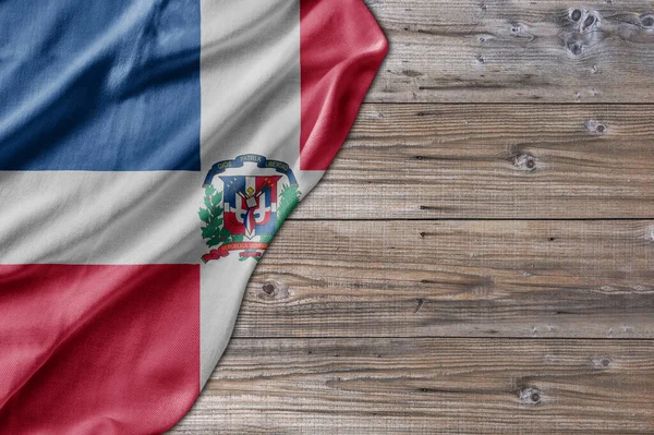 Patrón Madera Tablero Mesa Naturaleza Vieja Con Bandera República Dominicana — Foto de Stock