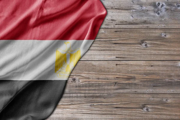 Houten Patroon Oude Natuur Tafelbord Met Egypte Vlag — Stockfoto