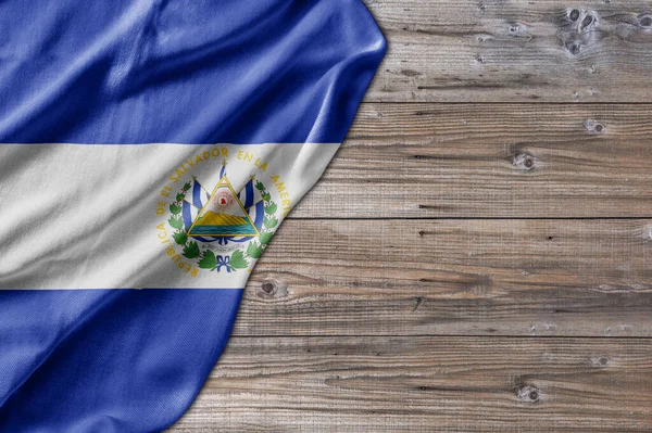 Деревянный Узор Старая Доска Природы Флагом Сальвадора — стоковое фото