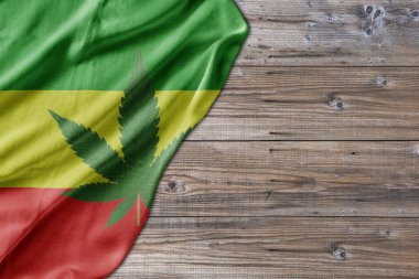 Wooden pattern old nature table board with Rasta flag