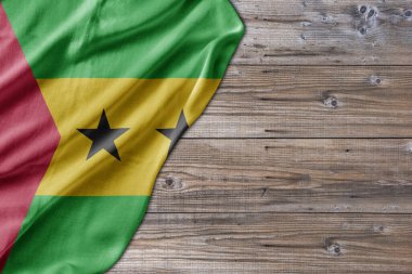 Wooden pattern old nature table board with Sao Tome and Principe flag