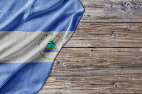 Wooden Pattern Old Nature Table Board Nicaragua Flag — Stockfoto