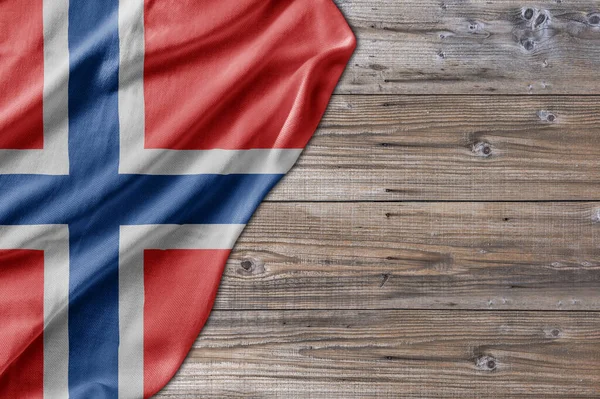 Placa Tabela Velha Natureza Teste Padrão Madeira Com Bandeira Noruega — Fotografia de Stock
