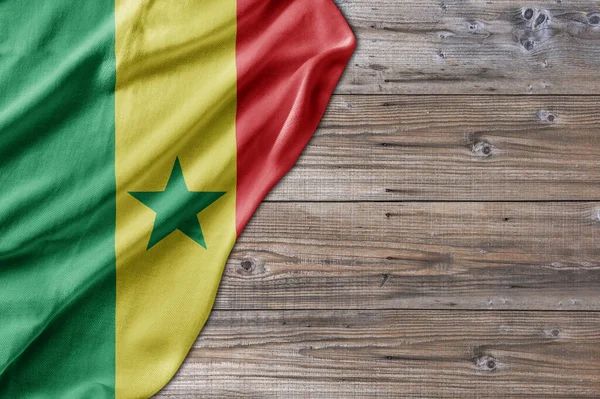 Wooden Pattern Old Nature Table Board Senegal Flag — Stockfoto