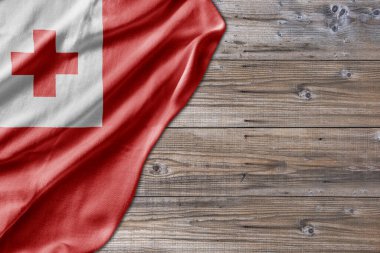 Wooden pattern old nature table board with Tonga flag