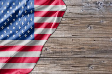Wooden pattern old nature table board with USA flag