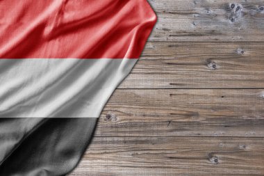 Wooden pattern old nature table board with Yemen flag