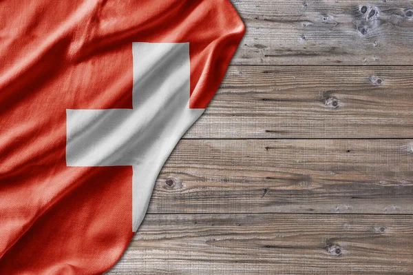 Wooden Pattern Old Nature Table Board Switzerland Flag — ストック写真