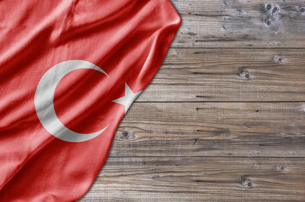 Wooden pattern old nature table board with Turkey flag