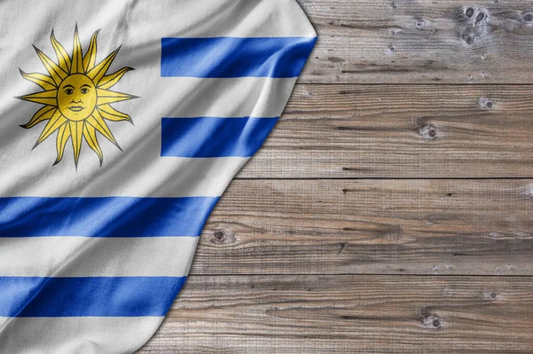 Wooden Pattern Old Nature Table Board Uruguay Flag — Stock Fotó