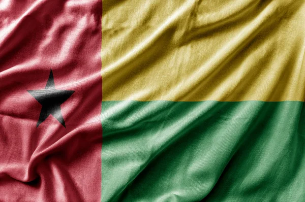 Waving Detailed National Country Flag Guinea Bissau — Stockfoto