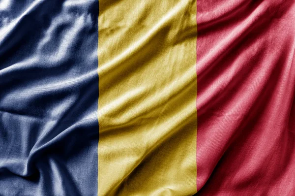 Waving Detailed National Country Flag Chad — Stockfoto