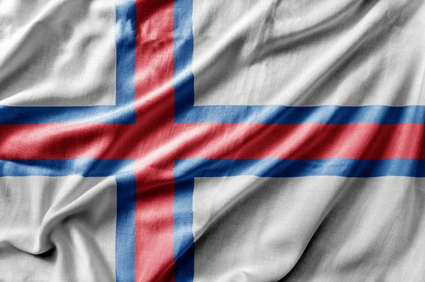 Acenando Bandeira Nacional Detalhada Das Ilhas Faroé — Fotografia de Stock