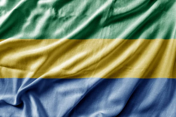 挥动加蓬的国旗 — 图库照片