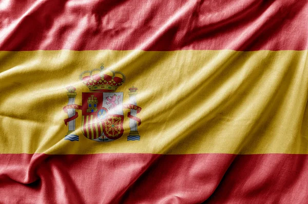 Ondeando Bandera Nacional Detallada España — Foto de Stock