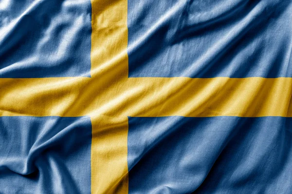 Vinka Detaljerad Nationell Flagga Sverige — Stockfoto