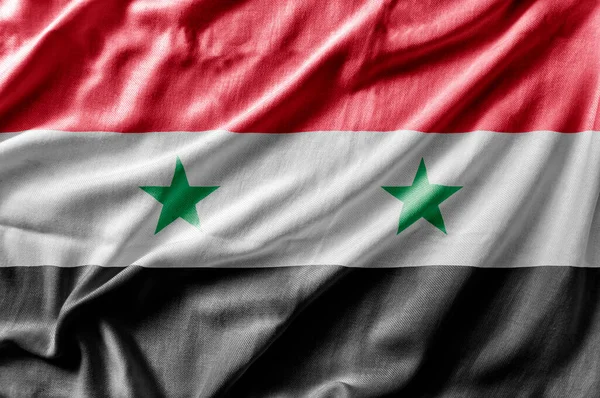 Waving Detailed National Country Flag Syria — Stock Photo, Image