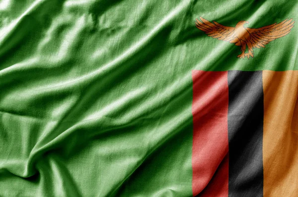 Waving Detailed National Country Flag Zambia — Stock Photo, Image