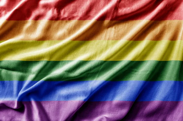 Ondeando Bandera Detallada Del Concepto Arco Iris Lgbt — Foto de Stock