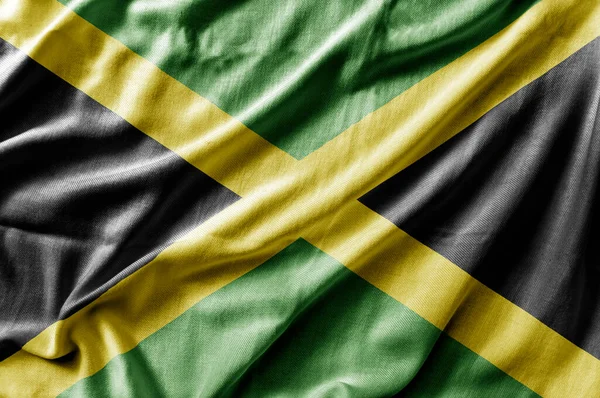 Waving Detailed National Country Flag Jamaica — Stock Photo, Image