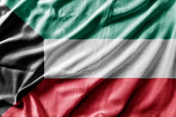 Ondeando Bandera Nacional Detallada Kuwait — Foto de Stock